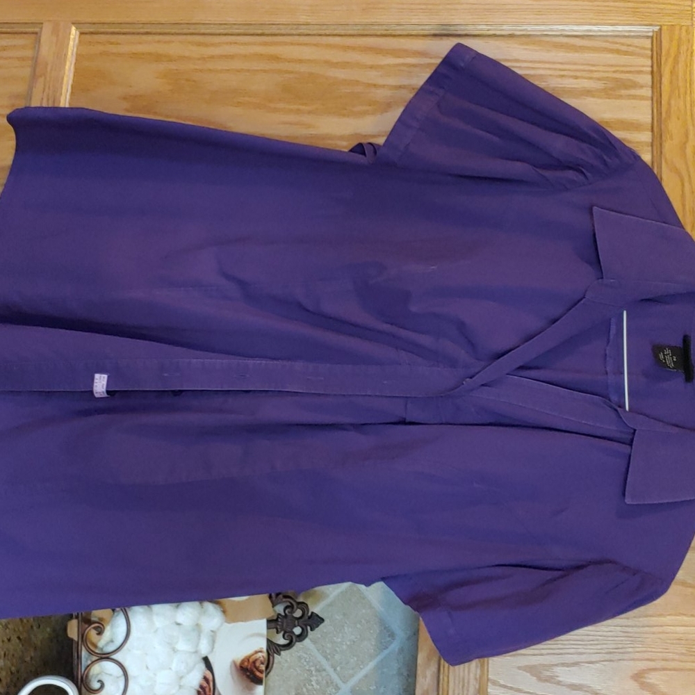 Purple plus size short sleeve button down